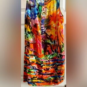 S.L.fashions women’s beautiful sleeveless bottom tiered dress size 16. 100% poly